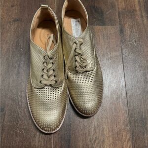 Gold Perforated Women's Shoes